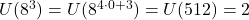 \bl U(8^{\small 3})=U(8^{\small 4\cdot 0+3})=U(512)=2