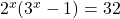 2^x(3^x-1)=32