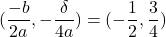 (\dfrac{-b}{2a},-\dfrac{\delta}{4a})=(-\dfrac{1}{2},\dfrac{3}{4})