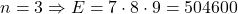 n=3 \Rightarrow E=7\cdot 8 \cdot 9=504 \lt 600 