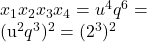  x_1x_2x_3x_4=u^4q^6= 	 	(u^2q^3)^2=(2^3)^2 