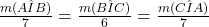 \bl \frac{m(\hat{AIB})}{7}=\frac{m(\hat{BIC})}{6}=\frac{m(\hat{CIA})}{7}