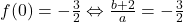 f(0)=-\frac{3}{2} \Leftrightarrow \frac{b+2}{a}=-\frac{3}{2}