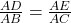 \frac{AD}{AB}=\frac{AE}{AC}