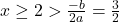 x\geq 2>\frac{-b}{2a}=\frac{3}{2}