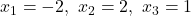 x_1=-2, \ x_2=2, \ x_3=1