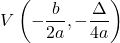 \[ 	V\left( { - \frac{b}{{2a}}, - \frac{\Delta }{{4a}}} \right) 	\]