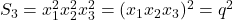 S_3=x_1^2x_2^2x_3^2=(x_1x_2x_3)^2=q^2