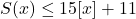 S(x)\leq 15[x]+11