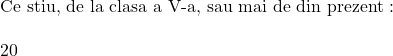 \it{\tiny\ \bl 	 	Ce stiu, de la clasa a V-a, sau mai de din prezent :\\\;\\20% din a = \frac{20}{100}\cdot a = \frac{1}{5}\cdot a = \frac{a}{5}\\\;\\5% din (20% din a )  = \frac{5}{100}\cdot\frac{a}{5} = \frac{1}{20}\cdot\frac{a}{5} = \frac{a}{100}} 	