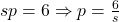 sp=6 \Rightarrow p=\frac{6}{s}