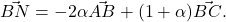 \vec{BN}=-2\alpha \vec{AB}+(1+\alpha)\vec{BC}.