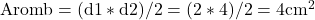 \rm{A romb= (d1*d2)/2=(2*4)/2=4cm^2\bl}