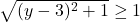 \sqrt {(y - 3)^2  + 1}  \ge 1