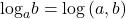 {\log _a}b = \log \left( {a,b} \right)