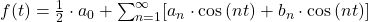 f(t)=\frac{1}{2}\cdot a_0+\sum_{n=1}^{\infty} [a_n\cdot \cos{(nt)}+b_n\cdot \cos{(nt)}]