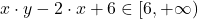 x \cdot y-2 \cdot x+6 \in [6,+ \infty)