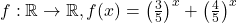 f:\mathbb{R}\rightarrow \mathbb{R},f(x)=\left( \frac{3}{5}\right)^x+\left( \frac{4}{5}\right)^x