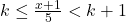 \bl k\le\frac{x+1}{5}<k+1