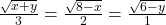 \frac{\sqrt{x+y}}{3}=\frac{\sqrt{8-x}}{2}=\frac{\sqrt{6-y}}{1}