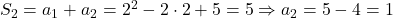 S_2=a_1+a_2=2^2-2\cdot 2 +5 = 5 \Rightarrow a_2=5-4=1