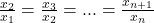 \frac{x_2}{x_1}=\frac{x_3}{x_2}=...=\frac{x_{n+1}}{x_{n}}