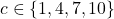 c\in \{1,4,7,10\}