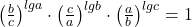 \left ( \frac{b}{c} \right )^{lga}\cdot\left ( \frac{c}{a} \right )^{lgb}\cdot  \left ( \frac{a}{b} \right )^{lgc}=1