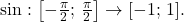 \sin :\left [ -\frac{\pi }{2};\,\frac{\pi }{2} \right ]\to [-1;\,1].