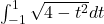 \int_{-1}^1\sqrt{4-t^2}dt