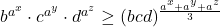 b^{a^x}\cdot c^{a^y}\cdot d^{a^z}\geq (bcd)^{\frac{a^x+a^y+a^z}{3}}