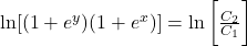  \ln[(1+e^y)(1+e^x)]=\ln\bigg [ \frac{C_2}{C_1} \bigg ] 