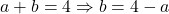 a+b=4 \Rightarrow b=4-a