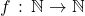 f\,:\,\mathbb{N}\to\mathbb{N}