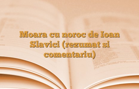 Moara cu noroc de Ioan Slavici (rezumat si comentariu)