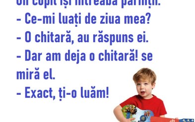 Glumă cu cadou pentru un copil